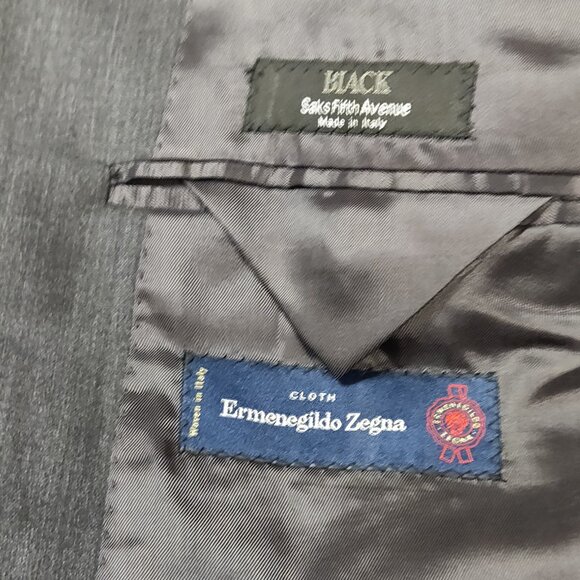 Ermenegildo Zegna For Saks Wool/Silk Suit Sport Coat Blazer Grey SIZE 44 - Picture 6 of 7